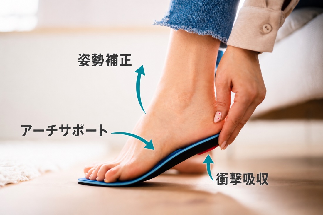 足の骨格とインソール：アーチサポート・姿勢補正・衝撃吸収